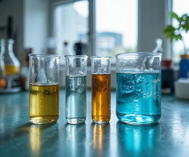 Provette da laboratorio con soluzioni naturali