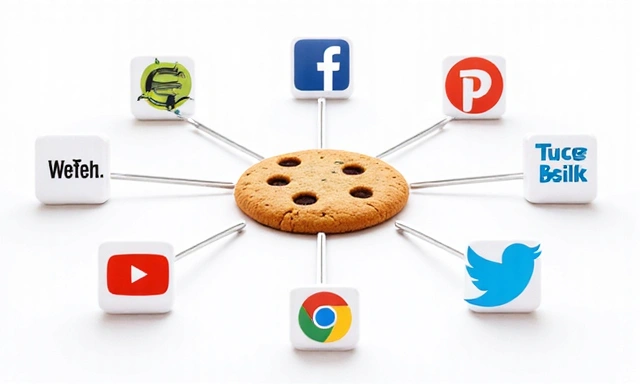 Illustrazione di diverse icone di servizi di terze parti collegate al concetto di cookie