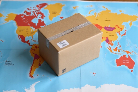 Pacco spedito con mappa di consegna