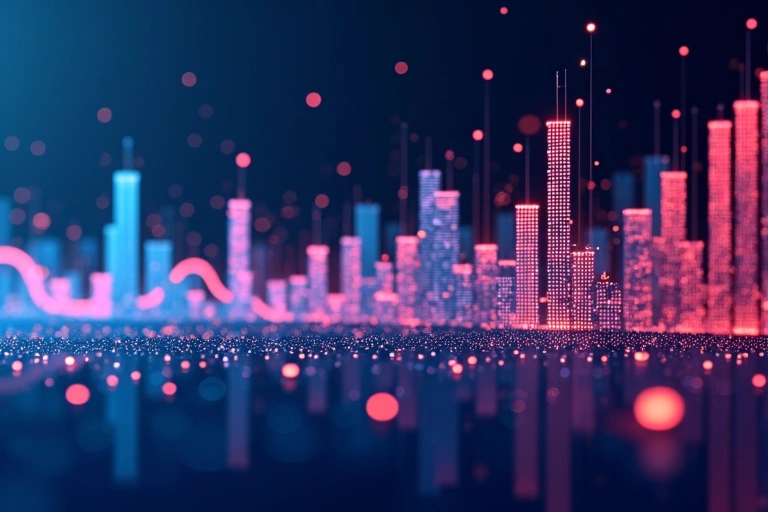 Abstract visualization of data analysis, with charts and graphs, symbolizing insights and improvement.